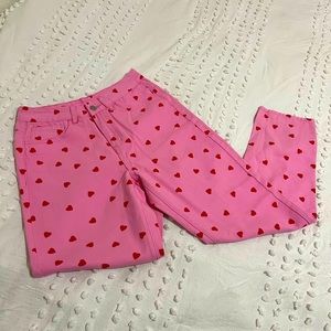 Your Valentine’s Day Jeans!  US 8, Pink Jeans w/ Red Hearts ❤️